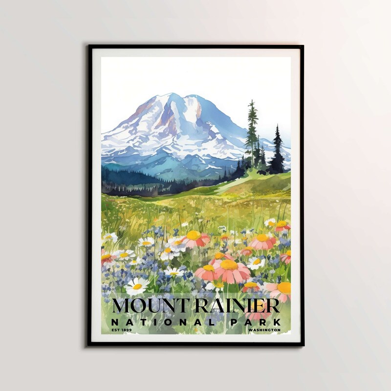 Mount Rainier National Park Poster, Travel Art, Office Poster, Home Decor | S4